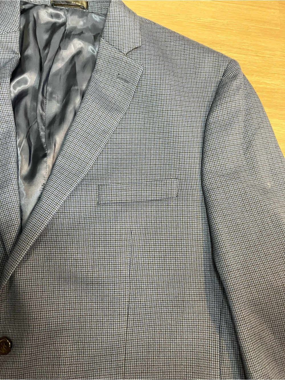 Lauren Ralph Lauren Men's 48S Blue Micro Houndstooth Sport Coat Blazer Jacket - Picture 3 of 6